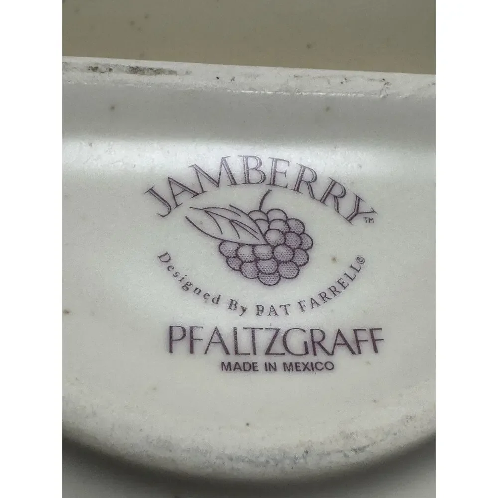 Pfaltzgraff Jamberry Cream Grapes Berries AOP 10in Oval Divided Serving Platter